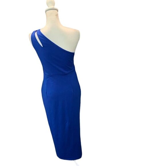 Chic Navy One-Shoulder Midi Dress - Picture 6 of 6